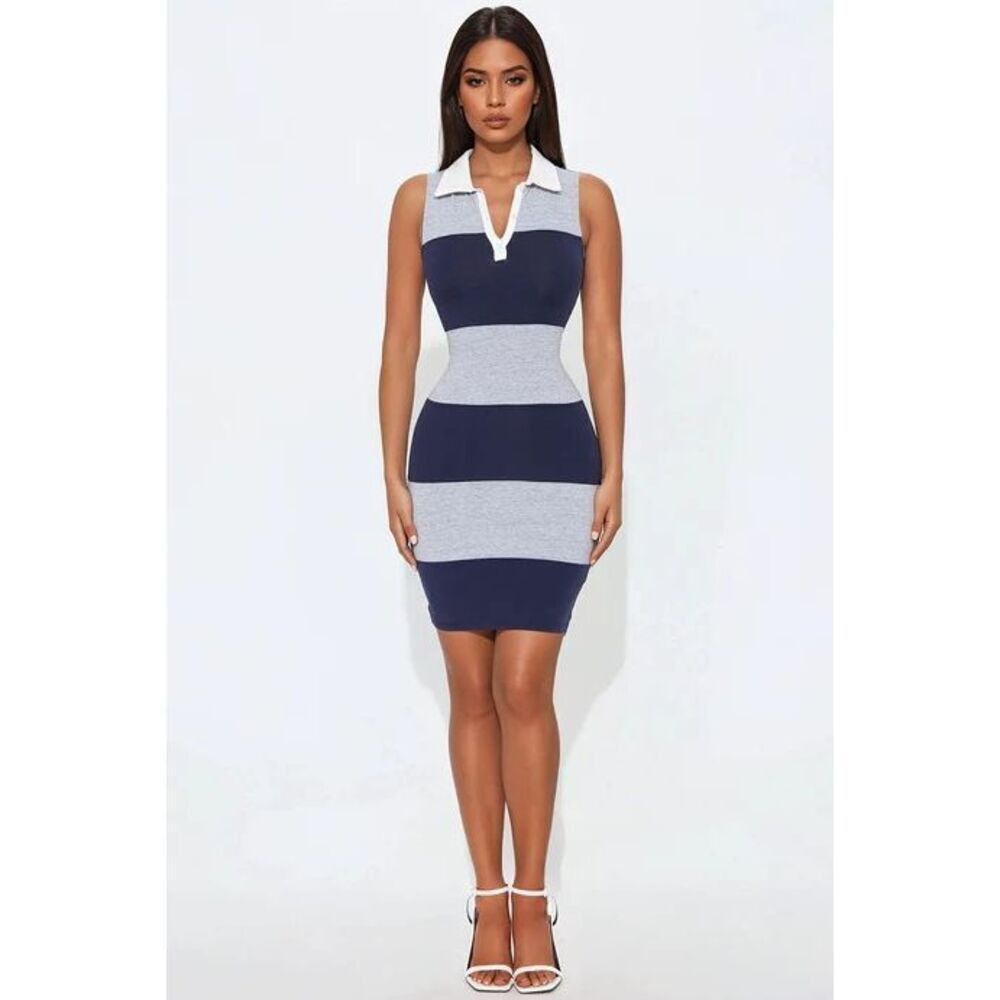 Polo Mini Dress Grey/Navy